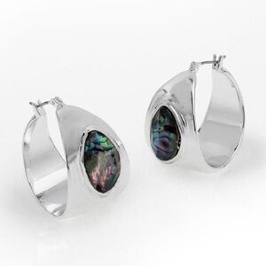 Stone Abalone Gem Hoop Earrings